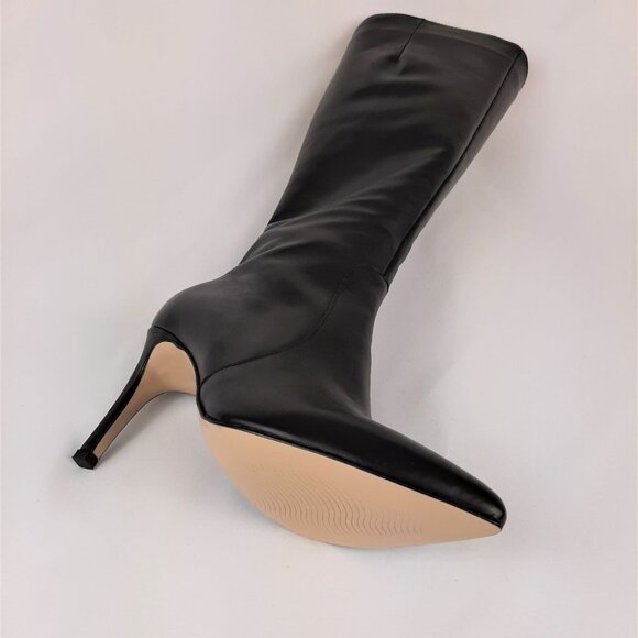 Basic Black Leather Heeled Boots - Picture 5 of 9
